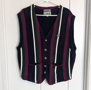 Siegfried Vintage 100% Cotton Sweater Vest - Navy Maroon Green sz XL